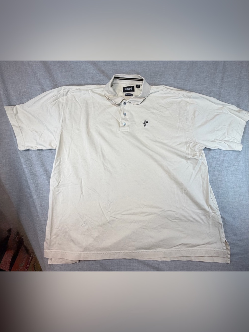 Ashworth Men's Light Cream Polo with Embroidered Logo